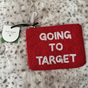 kate spade Red Beaded 'GOING TO TARGET' Wristlet Pouch